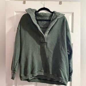 Green Quarter Pullover Sweater